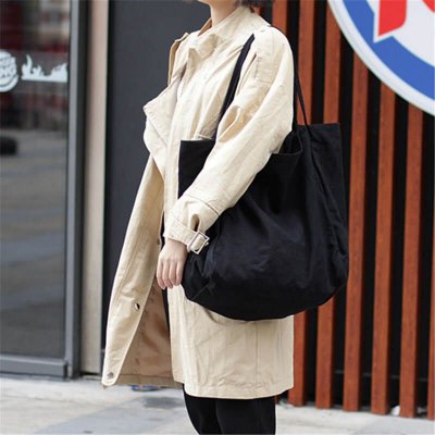 Women Solid Color Large Capacity Canvas Shopping Bag