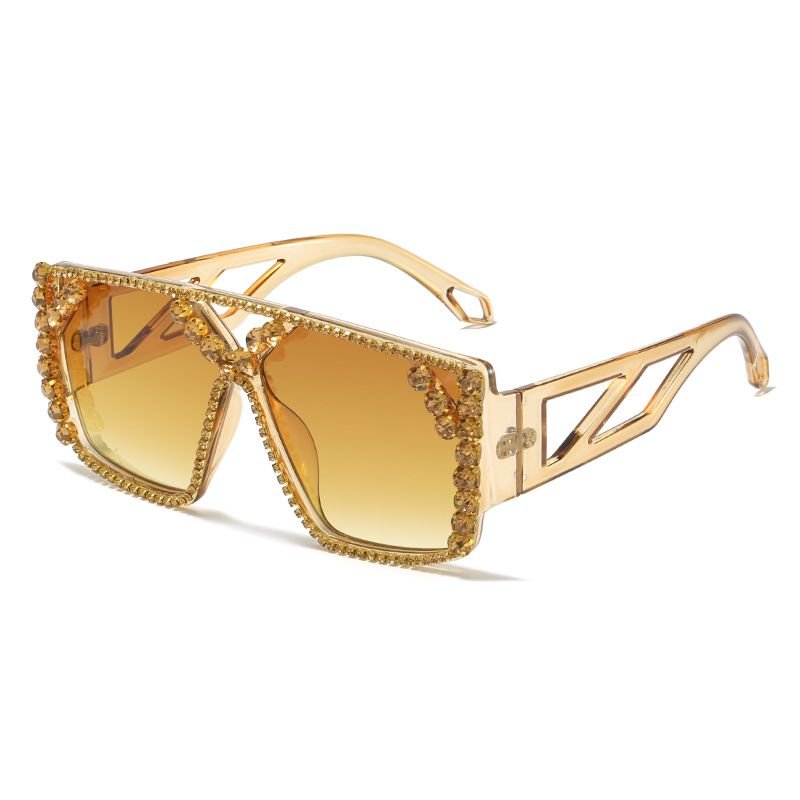 Women Fashion Large Frame Diamond Sunglasses