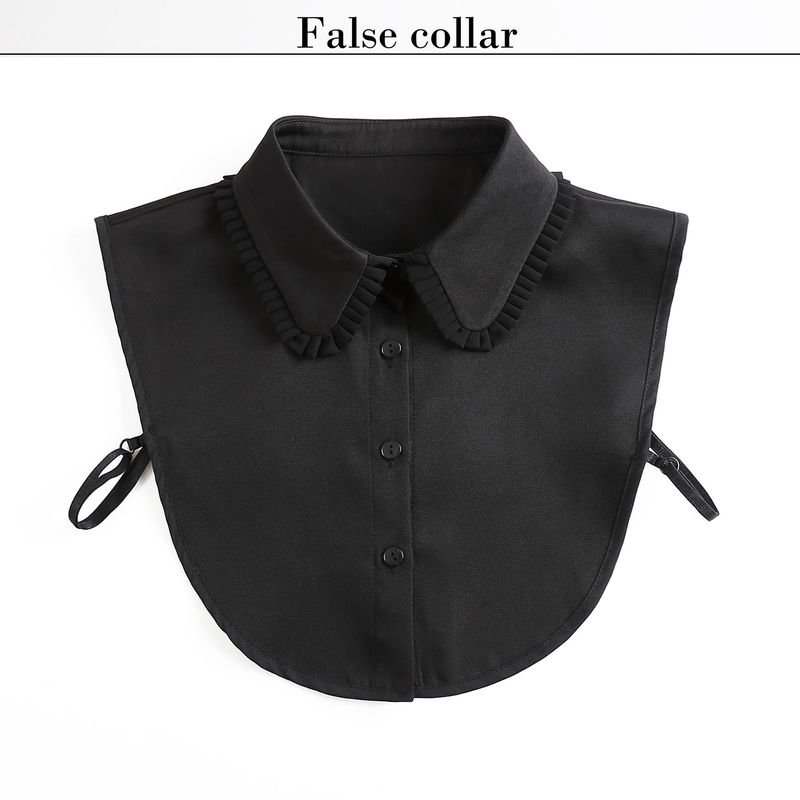 Women White Chiffon Shirt With Wood Ear False Collar