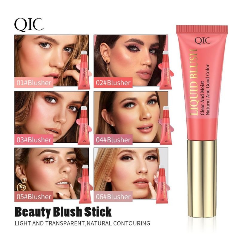 Qic Liquid Blush Cream Lip And Cheek Dual-Purpose Sponge Head Moisturizing And Easy To Push Away Blush Makeup