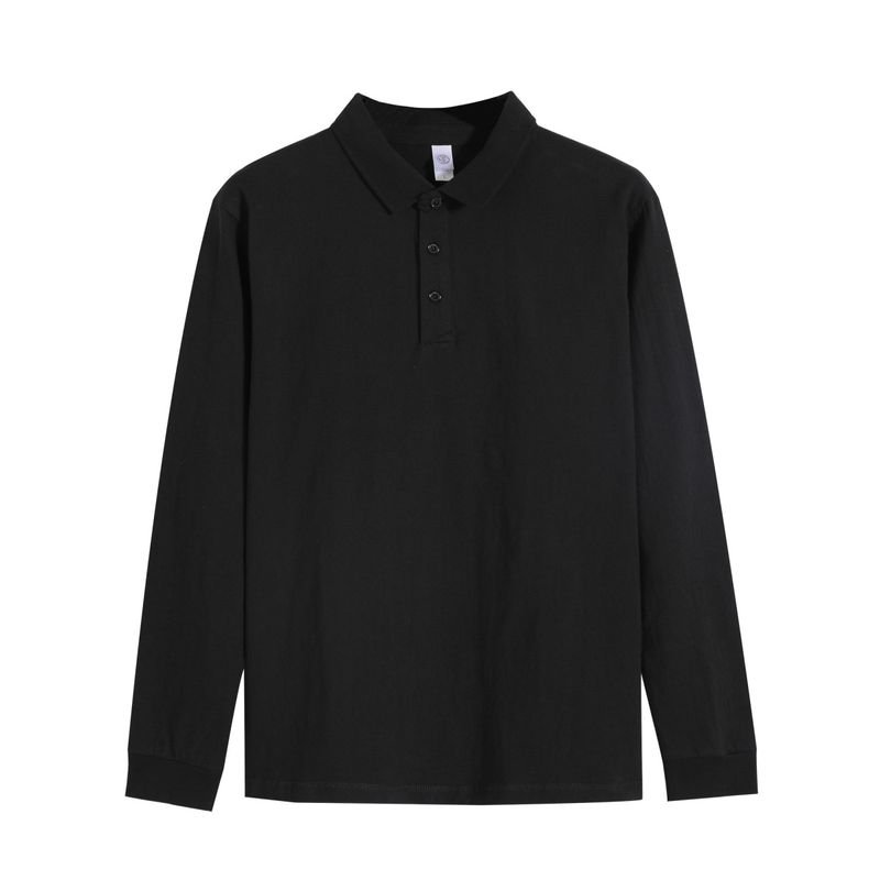250g Fashion Basic Men Cotton Long Sleeve Solid Color Polo Shirt Custom