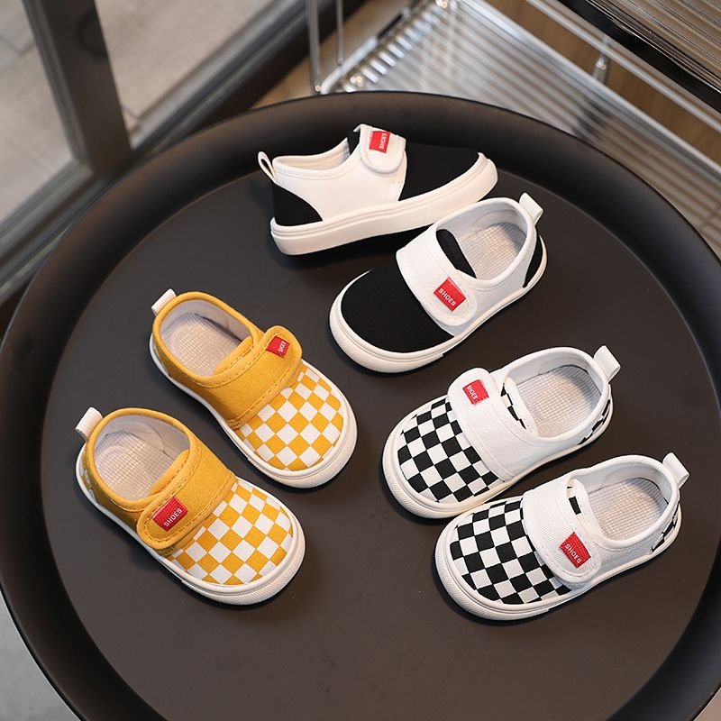 Kids Unisex Fashion Casual Color Matching Velcro Flat Canvas Sneakers