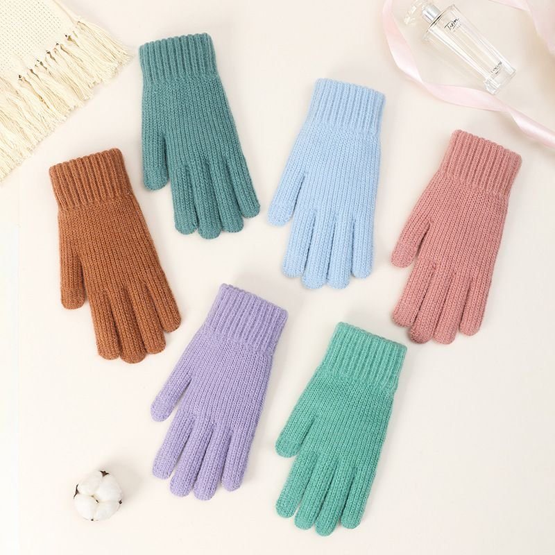 Autumn And Winter Women Fashion Warm Fleece-Lined Exposed Finger Touch Screen Gloves