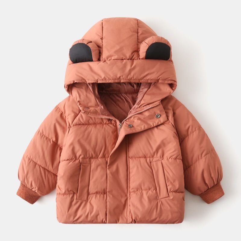 Kids Unisex Winter Casual Cute Solid Color Long Sleeve Hooded Padded Coat