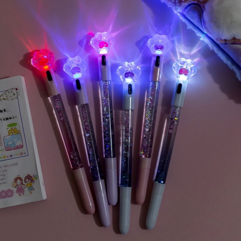 Simple Creative Cute Cat Claw Luminous Quicksand Gel Pen Student Stationery