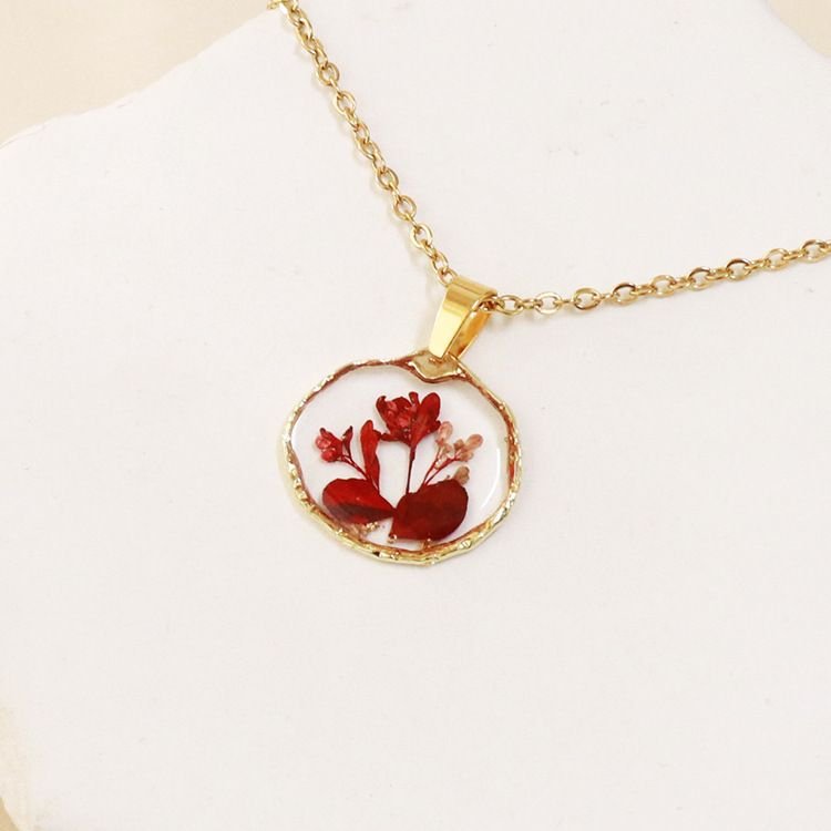 Summer Women Fashion Multicolor Dried Flower Hand Drop Glue Pendant Necklace 6-Bag