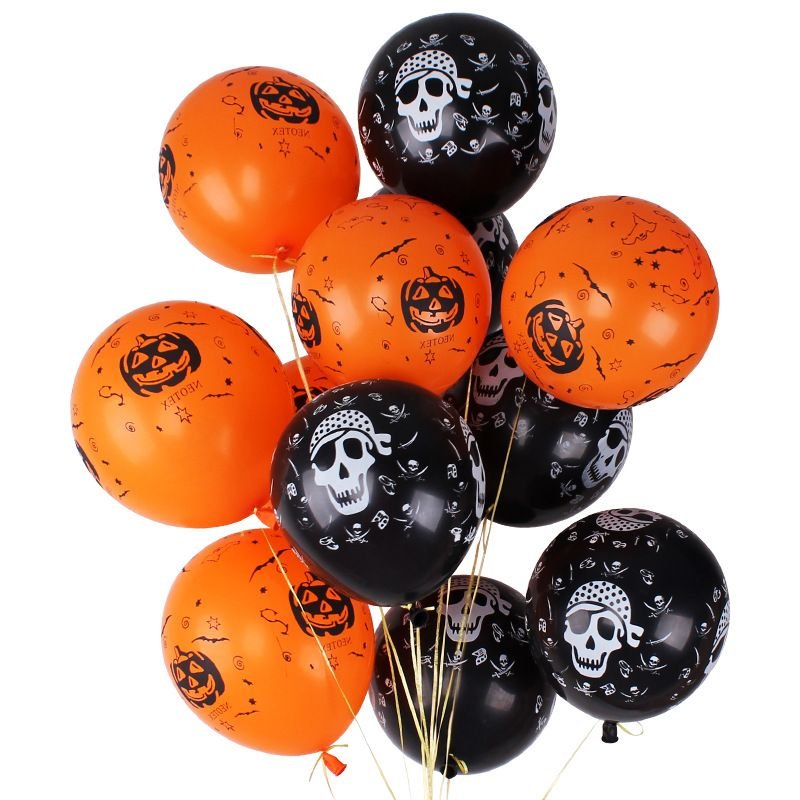 Halloween Party Decoration Pumpkin Skull Print Balloon Venue Layout 20Pcs-Bag