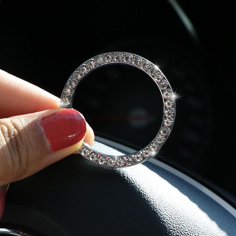 Car Supplies Start Button Decorative Rhinestone Ring