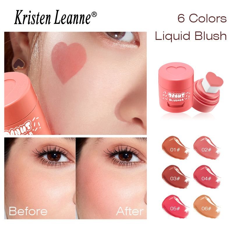 Kristen Leanne Women Natural Nude Makeup Velvet Heart-Shaped Air Cushion Seal Liquid Blush