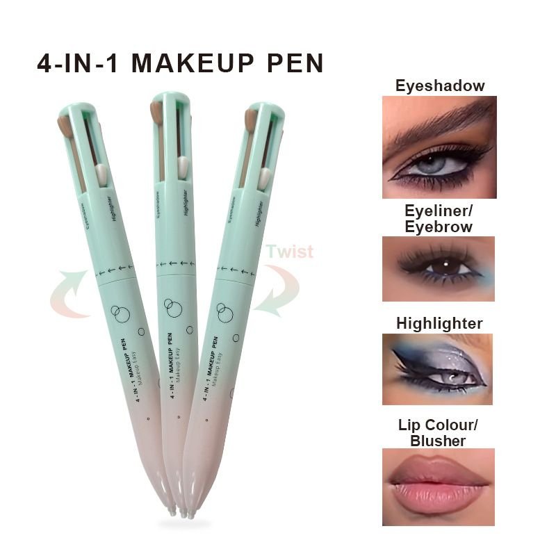 OEM Women 4 Color Lip Line High Gloss Eyeshadow Eyeliner Eyebrow Pen 4 In 1 Makeup Pen