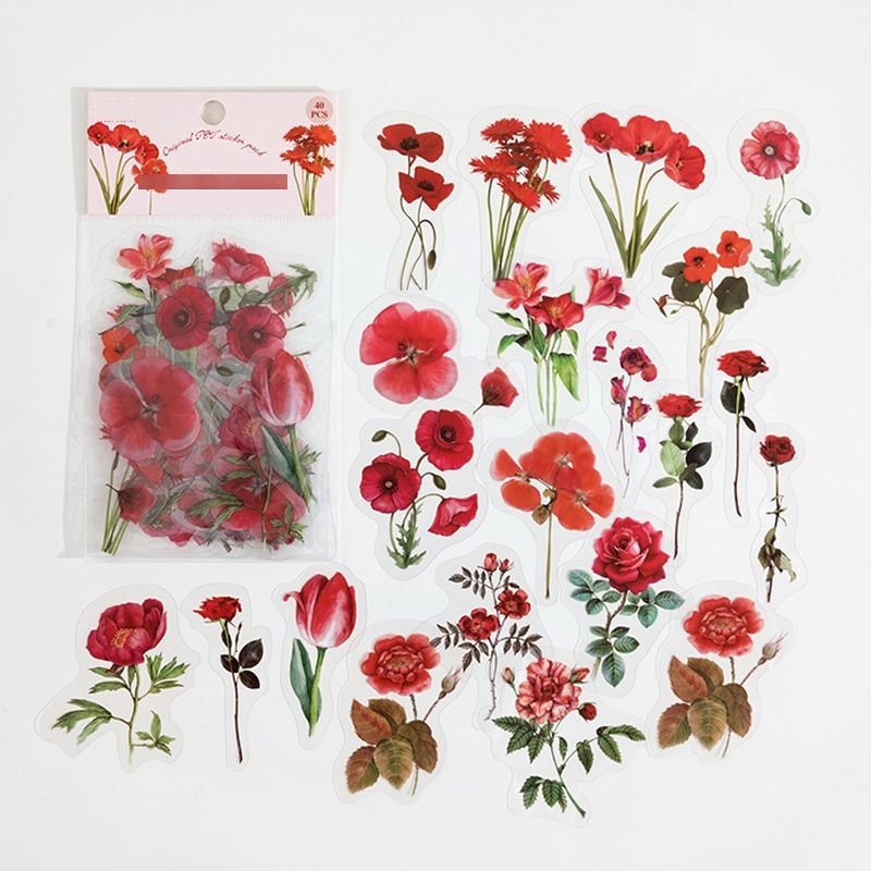 40Pcs/Bag Plant Flower Series Decorative Diary Sticker Scrapbook Planner Decorative Stationery Sticker