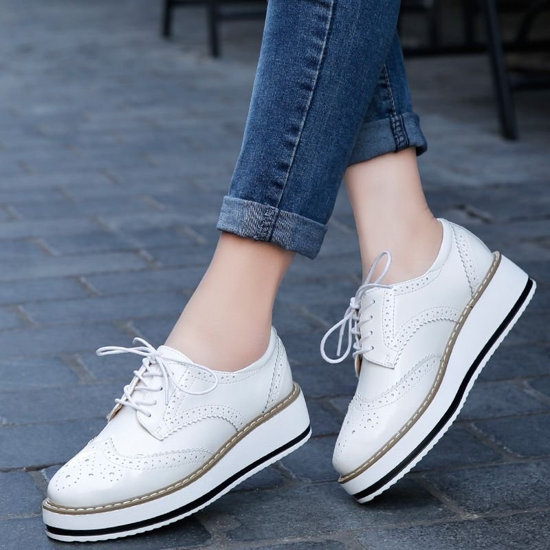 Size:4.5-10 Women Fashion Leisure Genuine Leather Platform Shoes