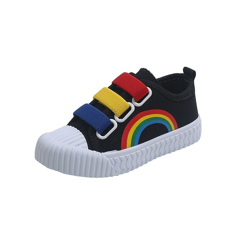 Kids Boys Girls Casual Cute Rainbow Color Velcro Flat Canvas Sneakers