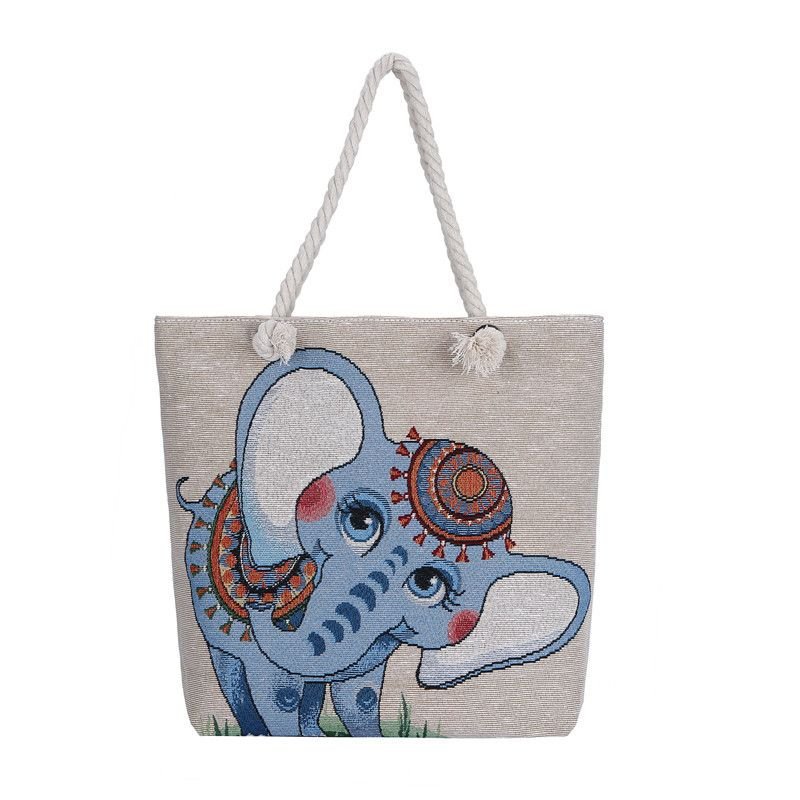 Fashion Cartoon Jacquard Canvas Tote Bag