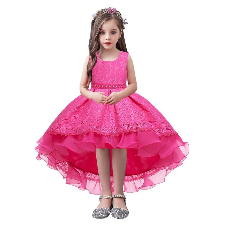 Kids Toddler Girls Fashion Flower Lace Sleeveless Party Tutu Dress