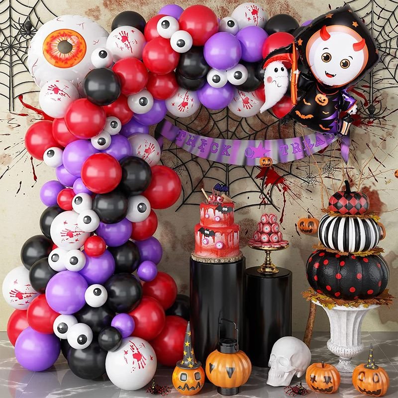 Halloween Balloon Chain Arch Set Blood Handprint Party Balloon Decoration