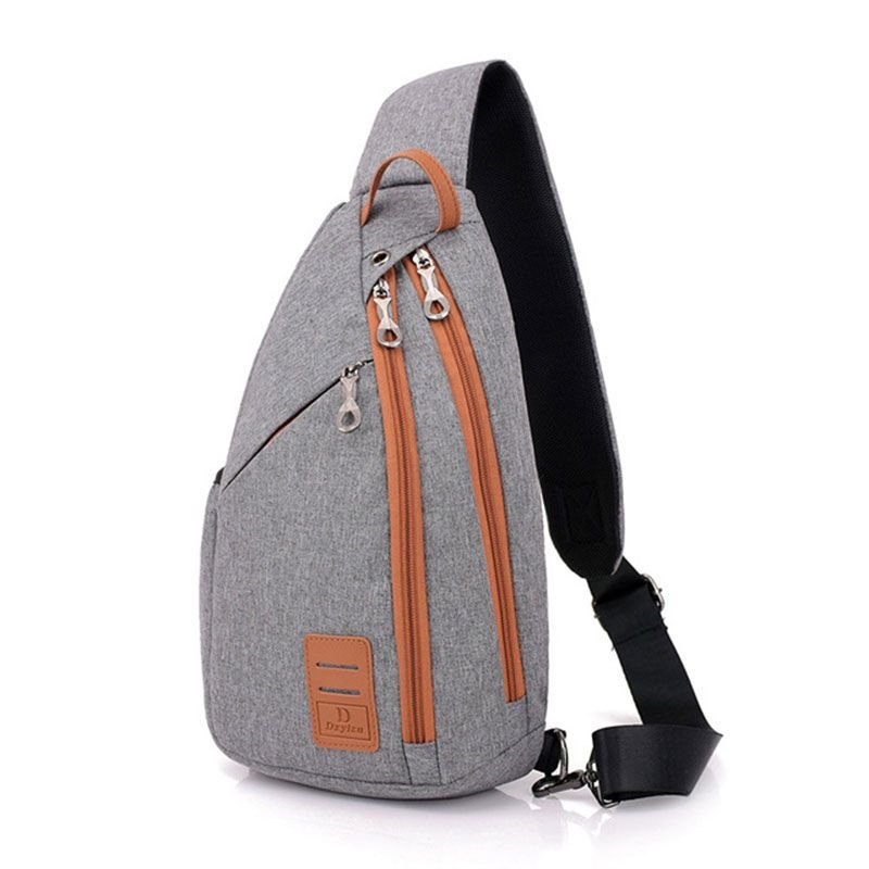 Men Casual Zipper Patchwork Outdoor Travel Chest Bag