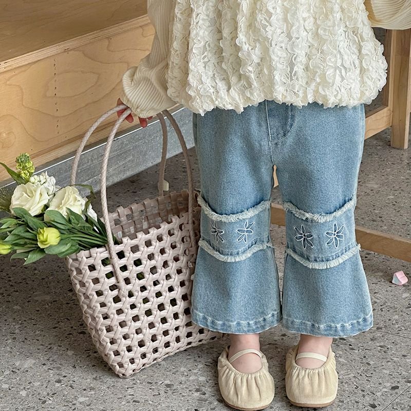 Kids Toddler Girls Spring Autumn Fashion Casual Flower Jeans