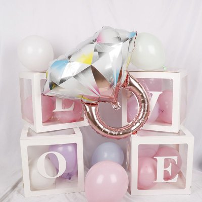 Large Color Diamond Ring Aluminum Film Balloon Wedding Proposal Venue Layout Decorative Balloon