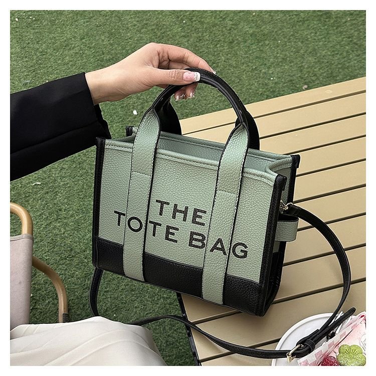 Fashion Stitching Contrast Letter Print Tote Bag