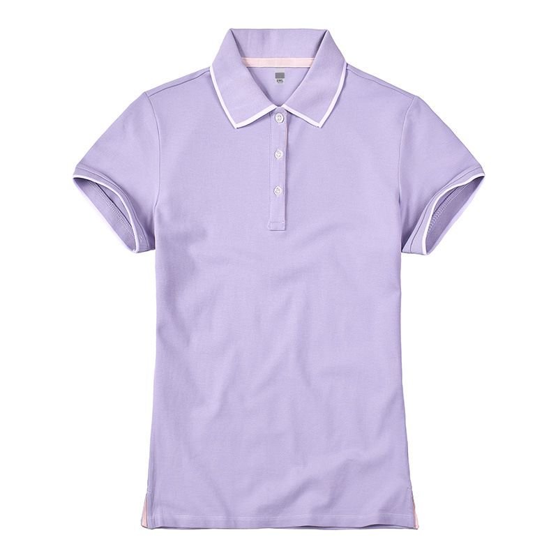 Women Short-Sleeved Summer Lapel V-Neck Work Logo Custom Polo Shirt