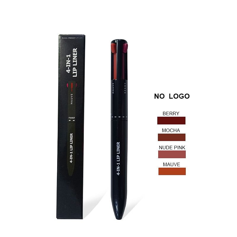 OEM Women Simple Four Color Lip Line High Gloss Eyeliner Eyebrow Pencil 4 In 1 Makeup Pen