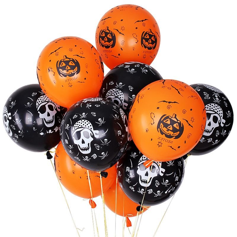 Halloween Party Decoration Pumpkin Skull Print Balloon Venue Layout 20Pcs-Bag