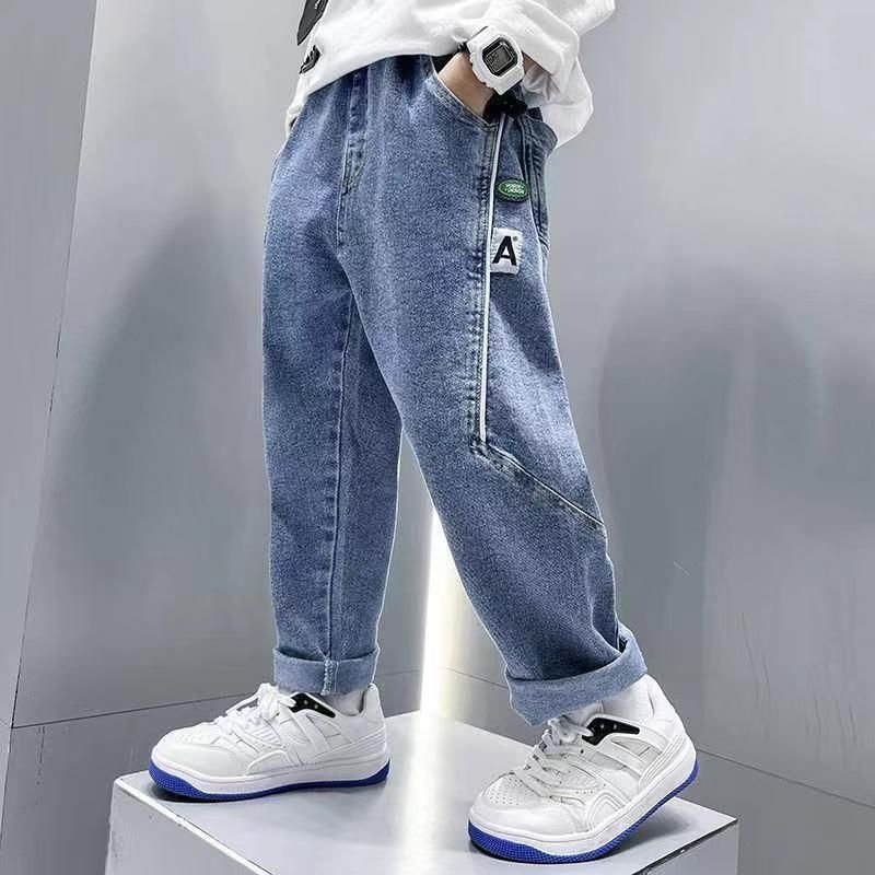 Kids Toddler Big Boys Spring And Autumn Fashion Casual Solid Color Jeans