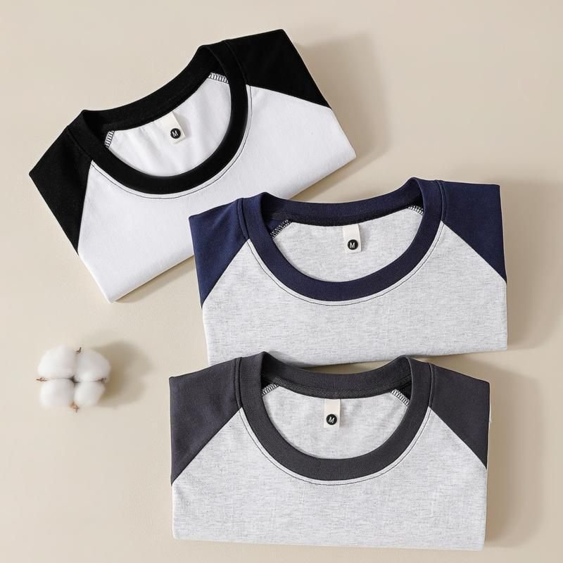 Unisex Heavy Weight 100% Cotton 230gsm Contrast Color Crew Neck Short Sleeve T-Shirt