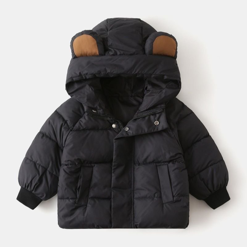 Kids Unisex Winter Casual Cute Solid Color Long Sleeve Hooded Padded Coat