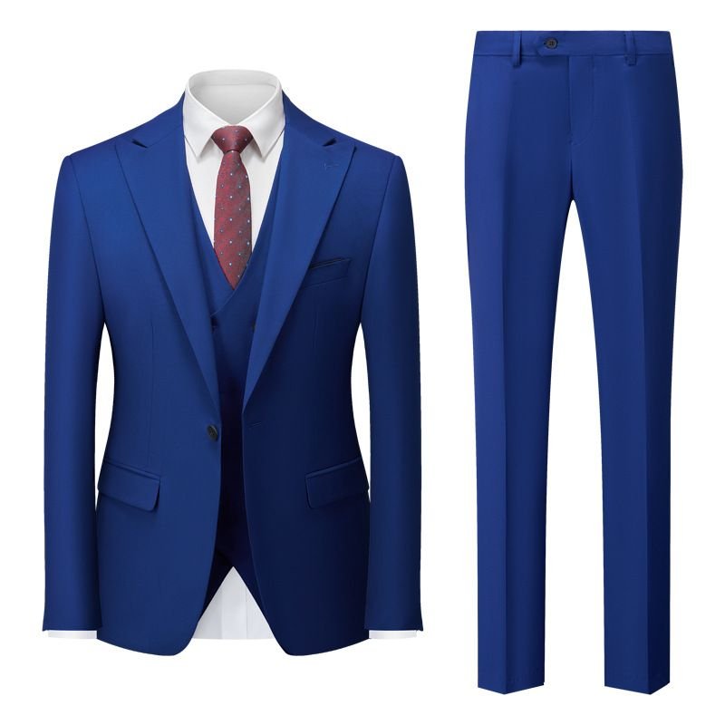 Men Business Wedding Office Solid Color Long Sleeve Lapel Suit Pants Plus Size Sets