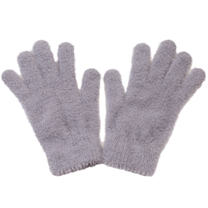 Autumn And Winter Women Fashion Solid Color Warm Plush Riding Gloves