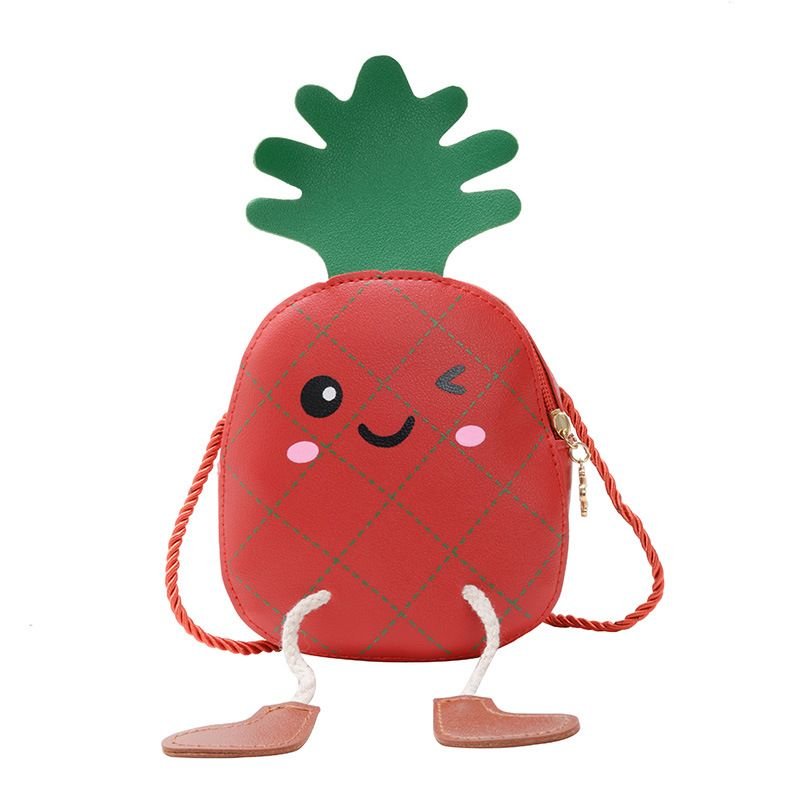 Kids Cute Cartoon Pineapple PU Crossbody Bag