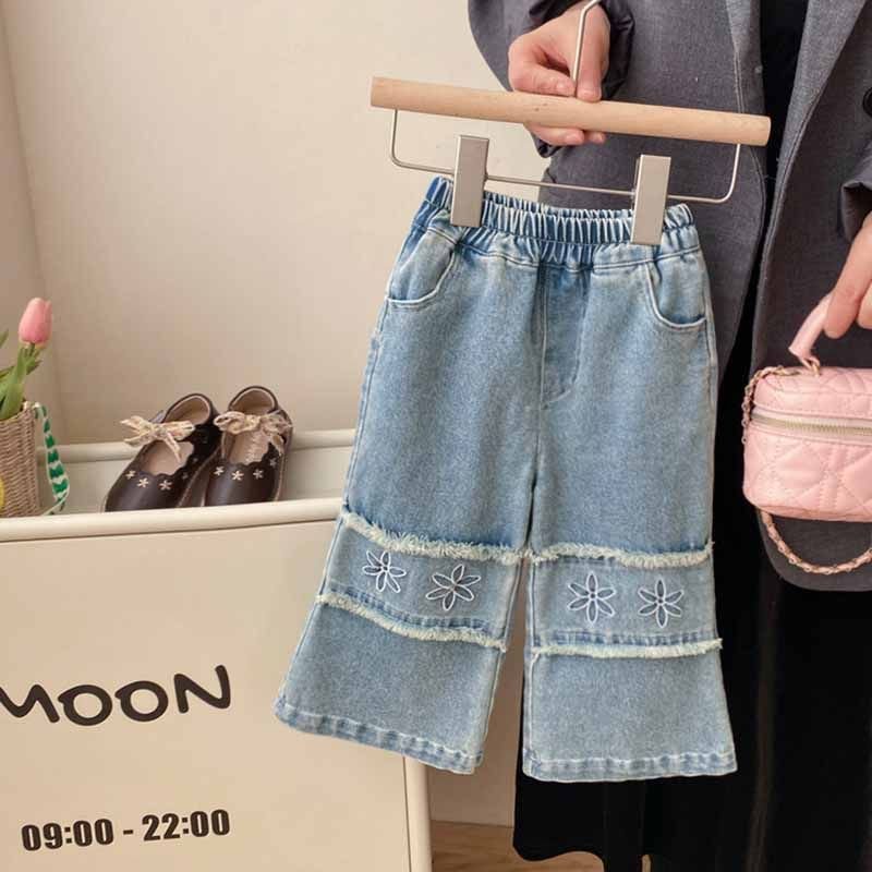 Kids Toddler Girls Spring Autumn Fashion Casual Flower Jeans