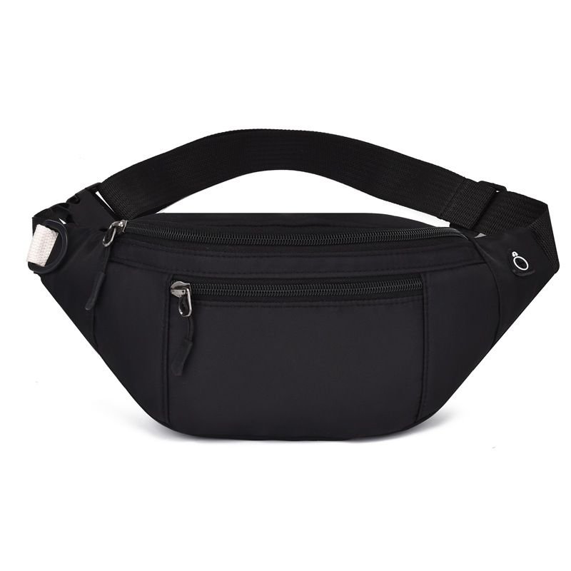 Women Simple Solid Color Multi-Zip Oxford Cloth Chest Bag