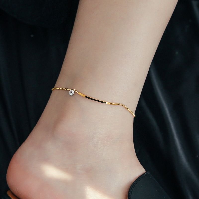 Summer Women Simple Fashion Smile Rhinestone Anklet