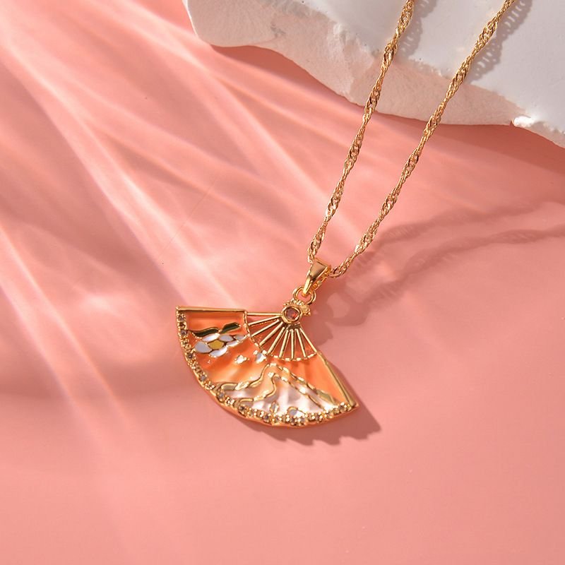 Fashion Vintage Fan Pendant Necklace