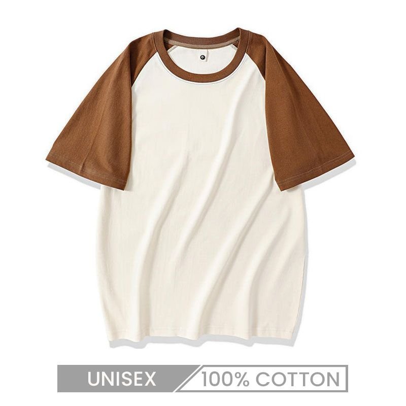 Unisex Heavy Weight 100% Cotton 230gsm Contrast Color Crew Neck Short Sleeve T-Shirt