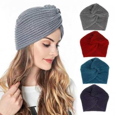 Women Fashion Imitation Cashmere Cross Wool Knitted Hat