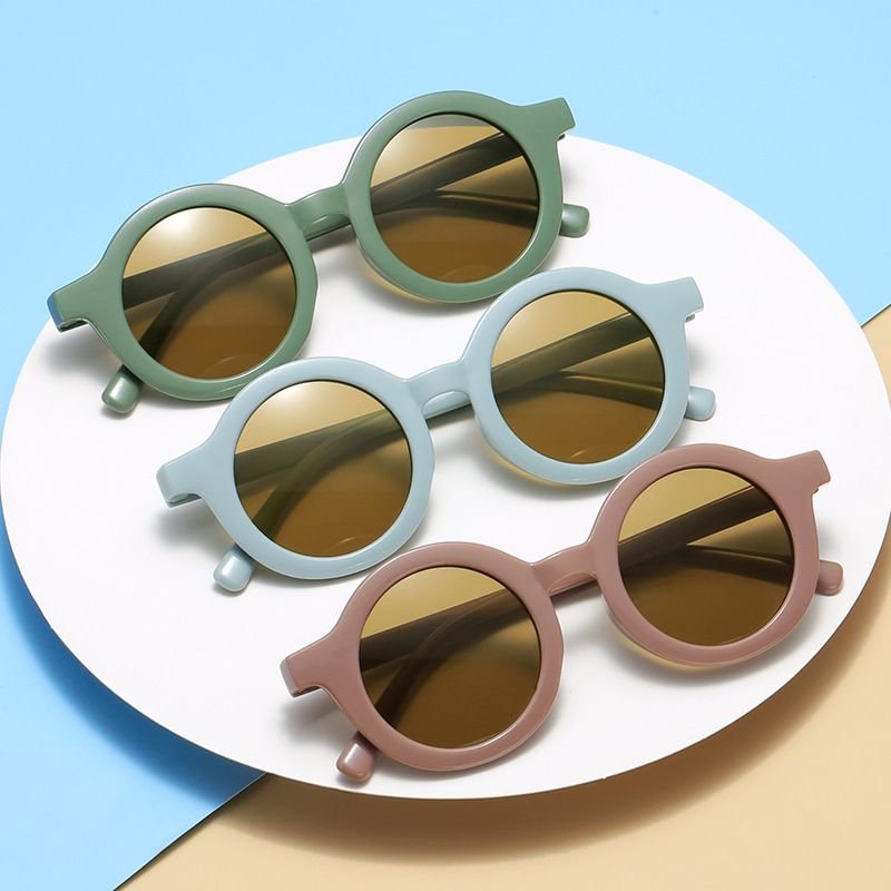 Kids Unisex Fashion Casual Cute Round Frame Solid Color Sunglasses