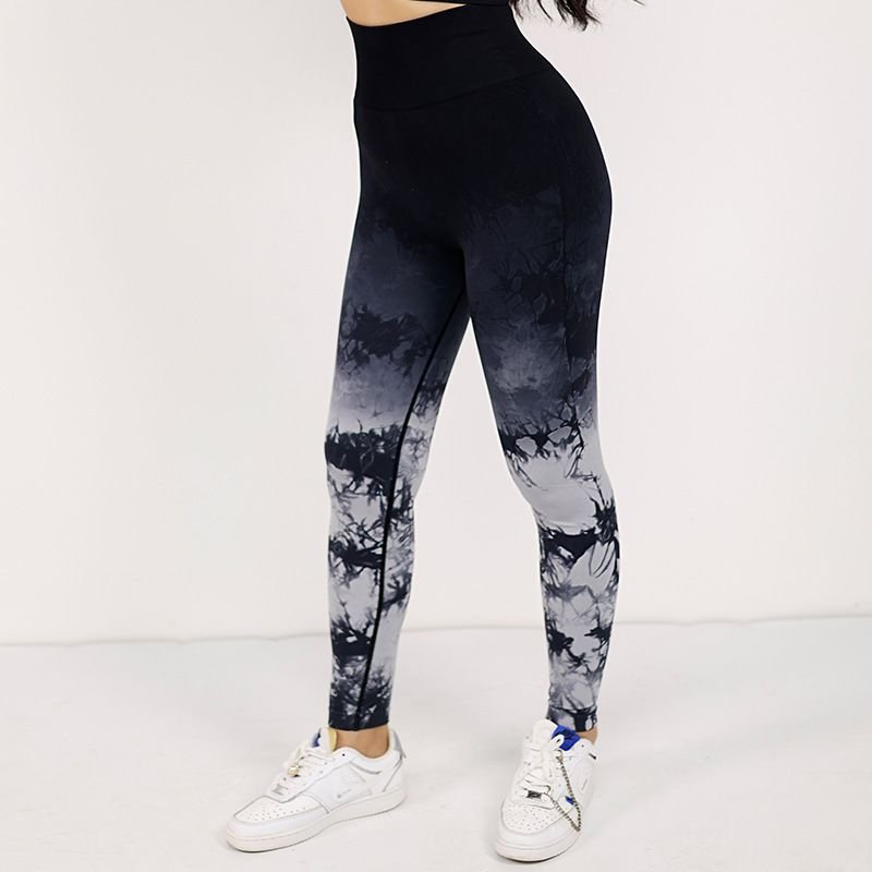 Women Fashion Tie-Dye Print Gradient Sports Leggings