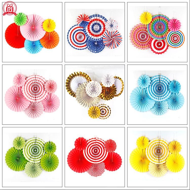 Simple Paper Fan Flower Design Birthday Party Background Layout Diy Supplies