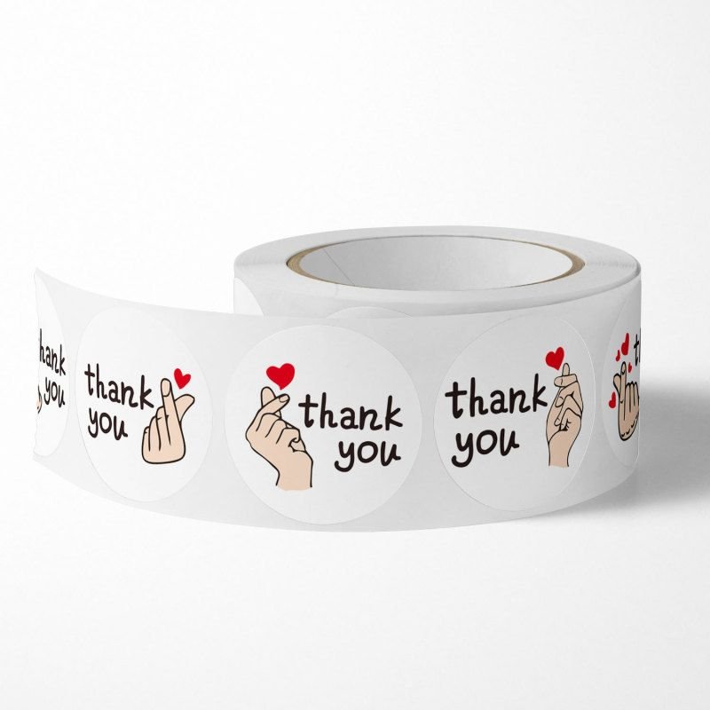 Fashion Round White Decorative Gift Label Thank You Sticker Coated Paper Thank You Express Sealing Packaging Sticker