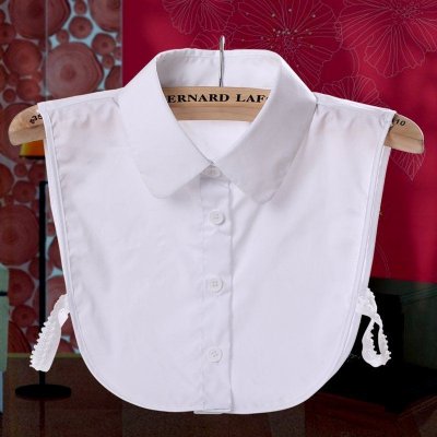 Women Fashion Solid Color Shirt Plaid Lace Fake Collar