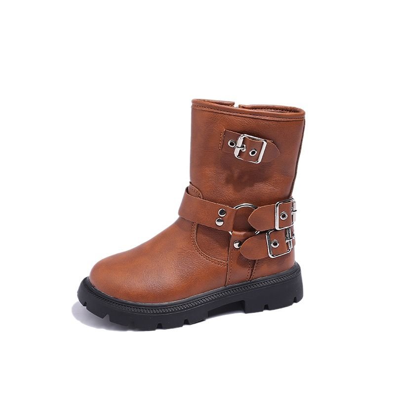 Kids Girls Autumn Winter Fashion Casual Round-Toe Zipper Versatile Short Boots