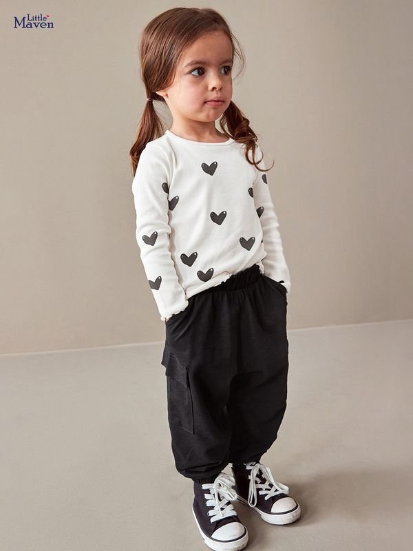 Autumn Toddler Girls Long Sleeve Casual Heart Top Pants Set