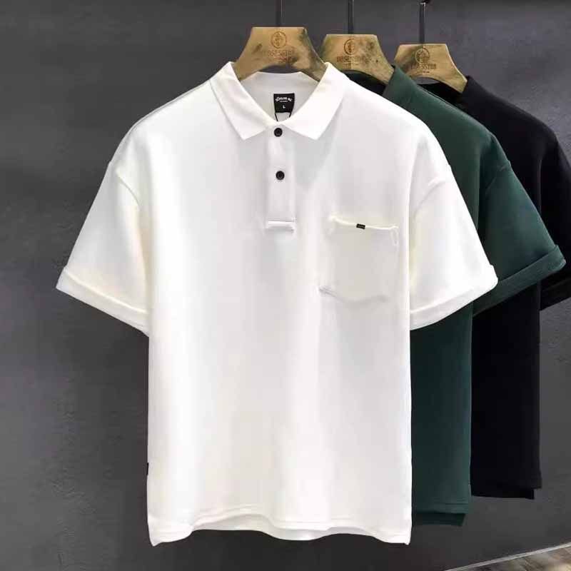 Men Fashion Casual Basic Solid Color Short Sleeve Lapel POLO Shirt