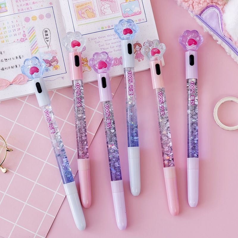 Simple Creative Cute Cat Claw Luminous Quicksand Gel Pen Student Stationery