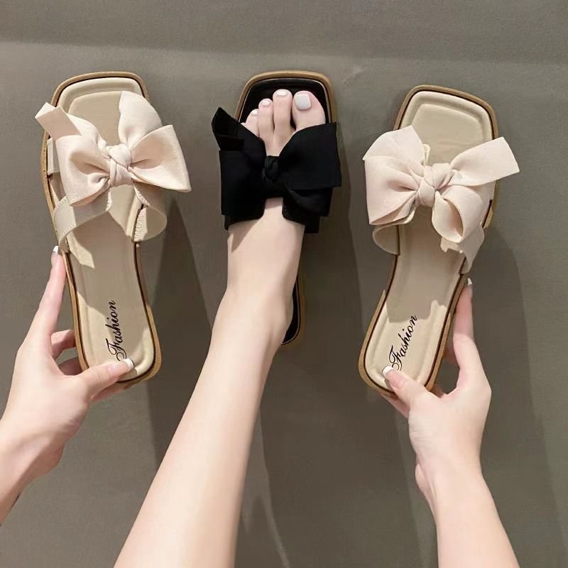 Women Fashion Bow Flat Slippers