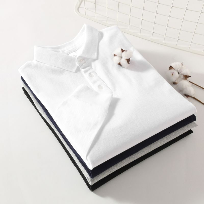 250g Fashion Basic Men Cotton Long Sleeve Solid Color Polo Shirt Custom